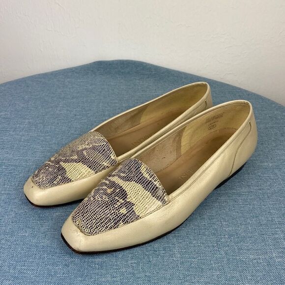 Enzo Angiolini Liberty Neutral Animal Print Vintage Loafers - Picture 1 of 9